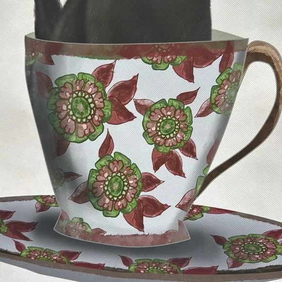 Charming Black Cat in Floral Teacup Art Print - Picture 6 of 6